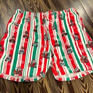 Festive Red and Green Striped Holiday Shorts